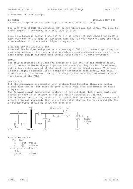 A Homebrew UHF SWR Bridge