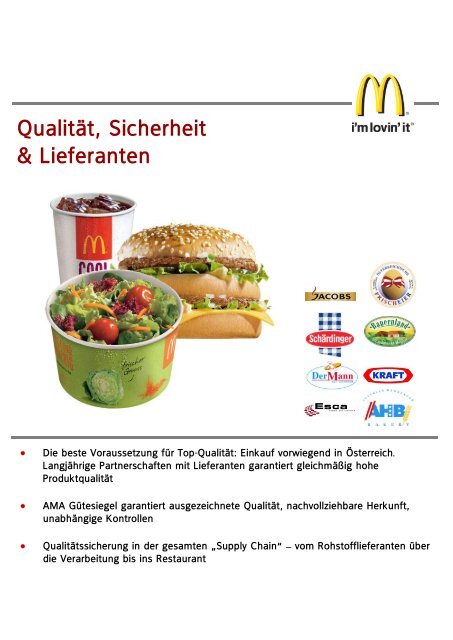 QualitÃ¤t, Sicherheit & Lieferanten - McDonalds