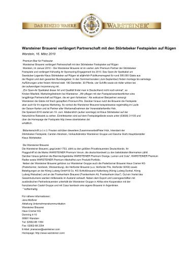 Warsteiner Brauerei verlängert Partnerschaft mit den Störtebeker ...