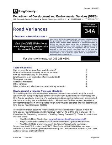 Road Variances - King County