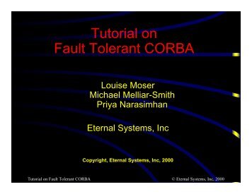 Tutorial on Fault Tolerant CORBA