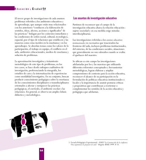 Revista EducaciÃ³n y Ciudad - EdiciÃ³n nÃºmero 12 - IDEP