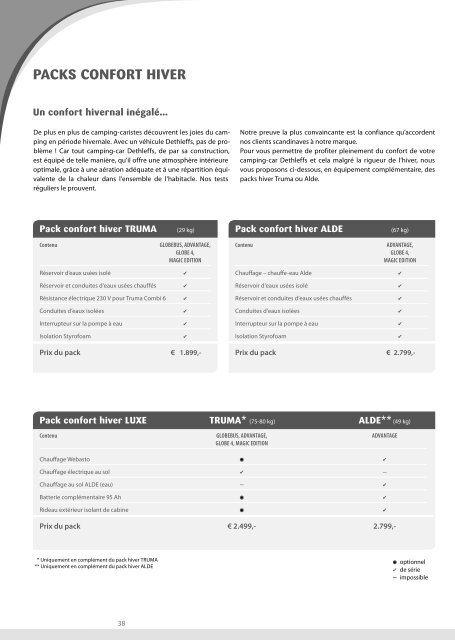 CarastÃƒÂ©ristiques techniques/ tarif camping-car - Dethleffs