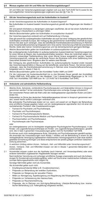 Kundeninformationsblatt zur Krankenversicherung