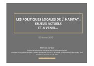 LES POLITIQUES LOCALES DE L'HABITAT : ENJEUX ACTUELS ...