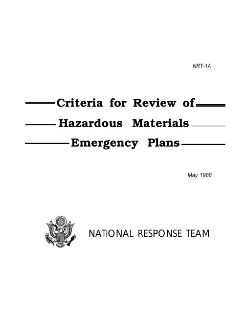 Criteria for Review of Hazardous Materials Emergency Plans