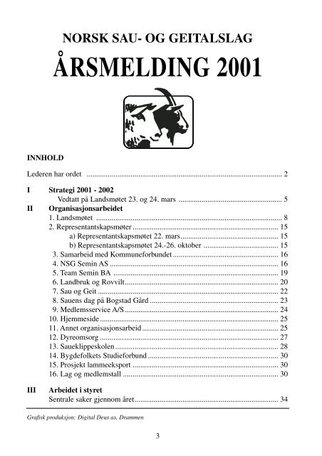 ÅRSMELDING 2001 - Norsk Sau og Geit