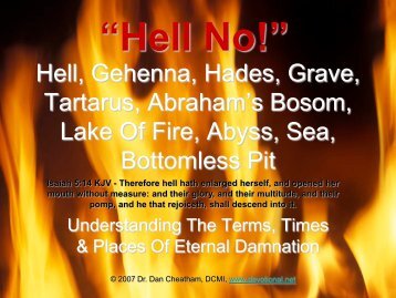 About Hell, Gehenna, Tartarus, Abyss, Bottemless Pit ... - FaithSite.com
