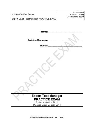 Expert Test Manager PRACTICE EXAM - rstqb