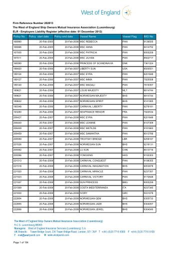 ELR - Employers Liability Register (effective date: 01 December 2012)