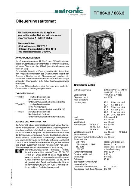 ÃƒÂ–lfeuerungsautomat TF 834.3 / 836.3 - World of Heating