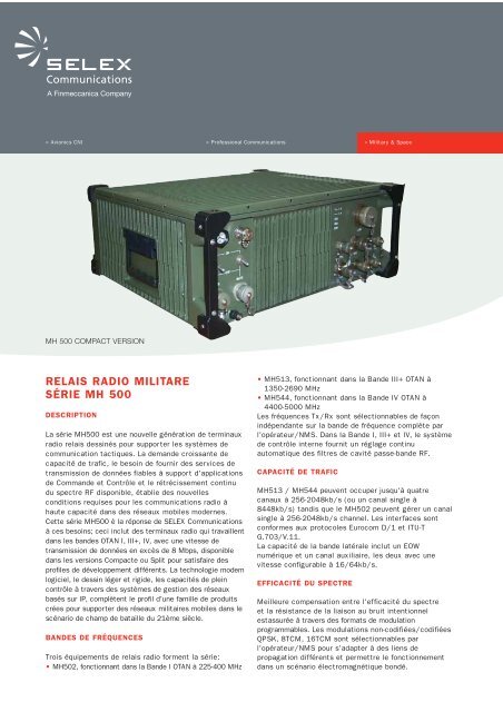 RELAIS RADIO MILITARE SÃRIE MH 500 - Selex ES