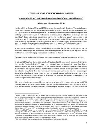 CBN-advies 2010/19 - Commissie voor Boekhoudkundige Normen