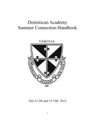 Dominican Academy Summer Connection Handbook