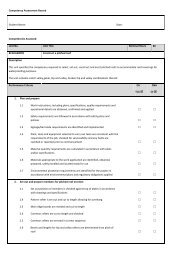 Example of Competency assessment record