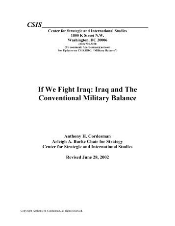 If We Fight Iraq: Iraq and The Conventional Military ... - Iraq Watch