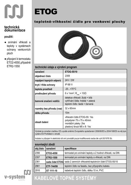 KABELOVÃ TOPNÃ SYSTÃ MY - V-System elektro