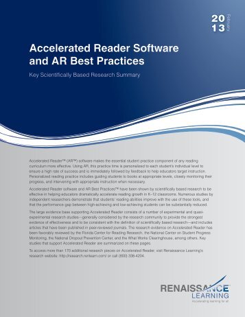 Accelerated Reader Software and AR Best Practices - Renaissance ...