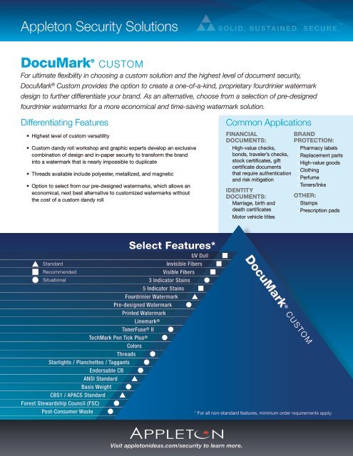 DocuMarkÂ® CUSTOM Appleton Security Solutions