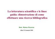 La letteratura scientifica e le linee guida: dimostrazione di come ...