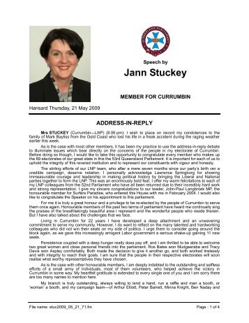 address-in-reply - Jann Stuckey MP | Member for Currumbin