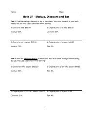Math 3R - Markup, Discount and Tax