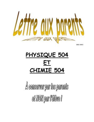 PHYSIQUE 504 ET CHIMIE 504