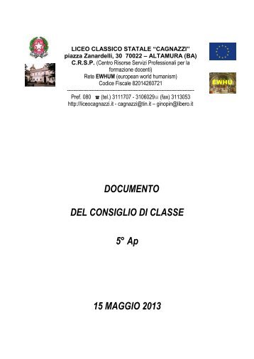 Documento V A - Liceo Statale Cagnazzi