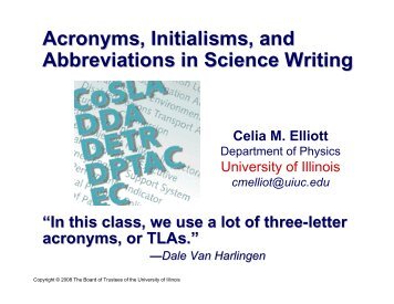 Acronyms, Initialisms, and Abbreviations in Science Writing