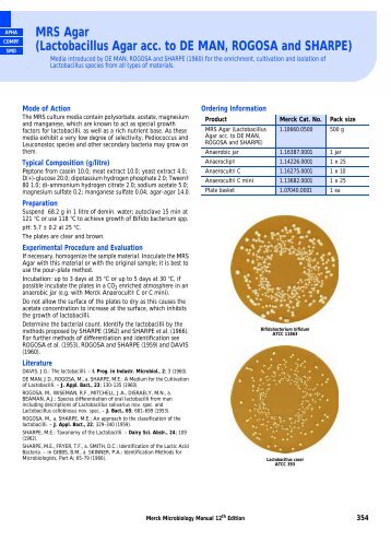 MRS Agar (Lactobacillus Agar acc. to DE MAN ... - Merck Millipore