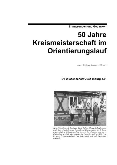 Erinnerungen und Gedanken 50 Jahre Kreismeisterschaft im ...