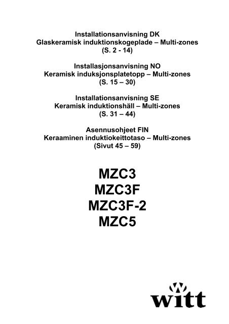 MZC3 MZC3F MZC3F-2 MZC5 - Witt Hvidevarer A/S