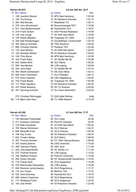 Seite 1 von 17 Deutsche Meisterschaft Lang-OL 2012 - Ergebnis ...