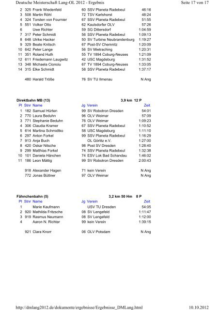 Seite 1 von 17 Deutsche Meisterschaft Lang-OL 2012 - Ergebnis ...