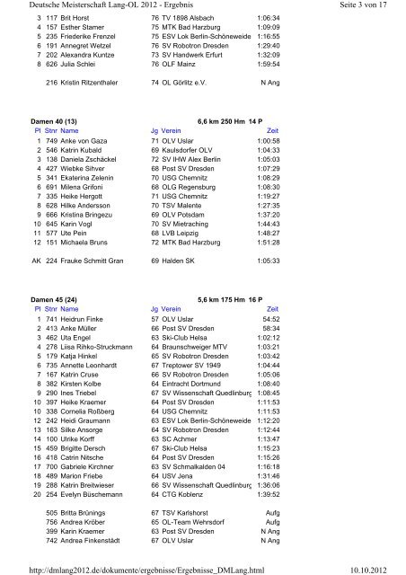 Seite 1 von 17 Deutsche Meisterschaft Lang-OL 2012 - Ergebnis ...