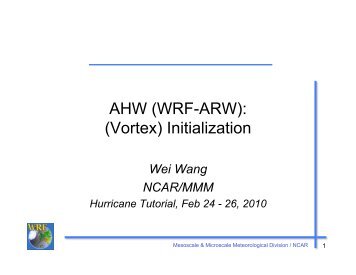 AHW (WRF-ARW): (Vortex) Initialization