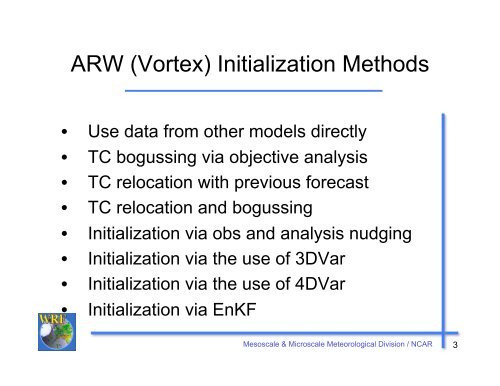 AHW (WRF-ARW): (Vortex) Initialization