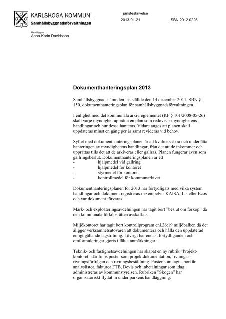 Samhällsbyggnadsnämnden 2013-02-08.pdf - Karlskoga kommun