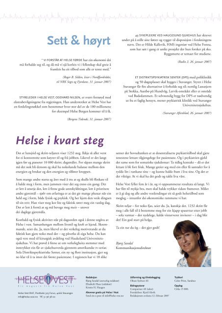 2007-01_Helseivest_web - Helse Vest