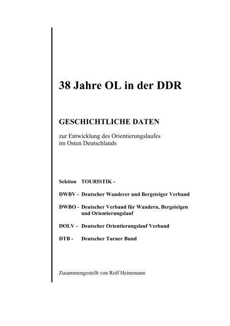 38 Jahre OL in der DDR - SV Wissenschaft Quedlinburg e.V.