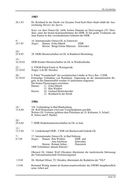 38 Jahre OL in der DDR - SV Wissenschaft Quedlinburg e.V.