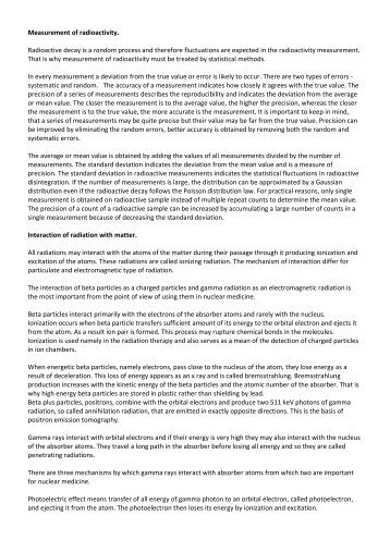 Measurement of radioactivity. Radioactive decay is a random ...