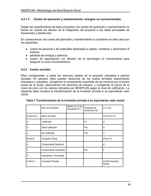 evaluacin de proyectos de electrificacin rural - Sistema Nacional de ...