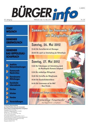 Sommerfest der Feuerwehr Schapbach mit Mulagtreffen - Wolfach