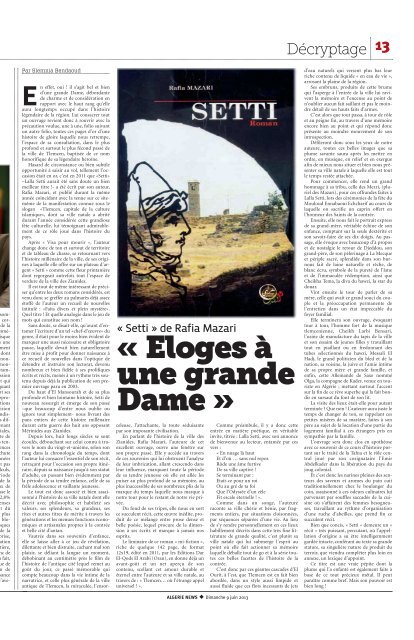 Fr-16-06-2013 - AlgÃ©rie news quotidien national d'information