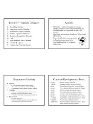 Lecture 7 â Anxiety Disorders Anxiety Symptoms of ... - Psychology