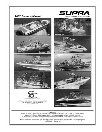 Owner's Manual - Supra Boats