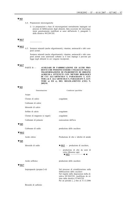 B REGOLAMENTO (CEE) N. 2092/91 DEL CONSIGLIO ... - EUR-Lex
