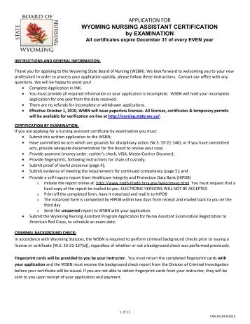 application for - Wyoming State Board of Nursing