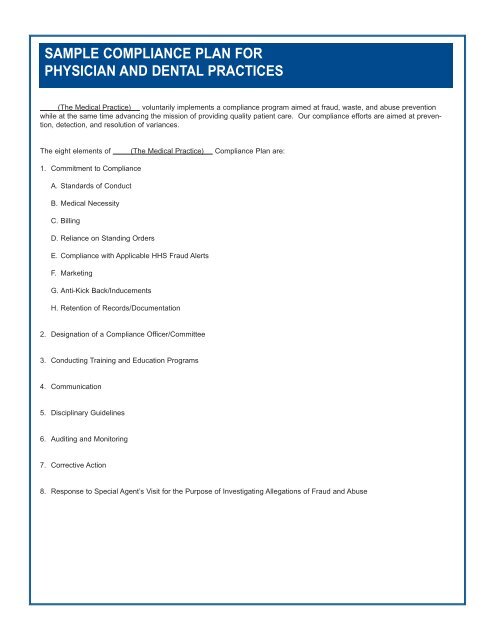 Medical Compliance Plan Template Best Template Ideas Medical Compliance Plan Template Best Template Ideas